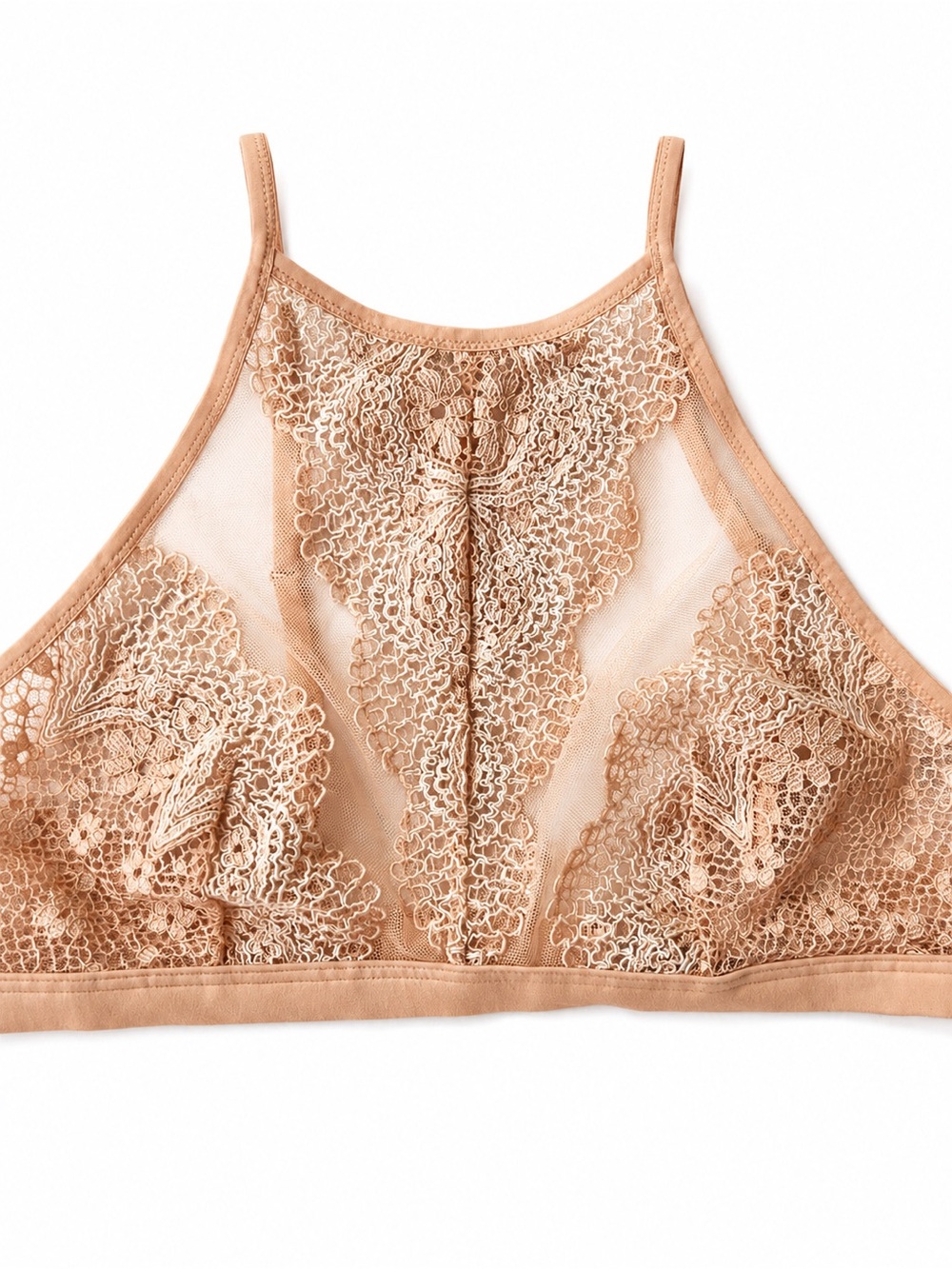 Victoria’s Secret Body by Victoria High Neck Lace Bralette M Blush Nude